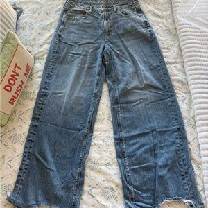 American Eagle Outfitters High-Rise Wide-Leg Jeans in Blue Wash